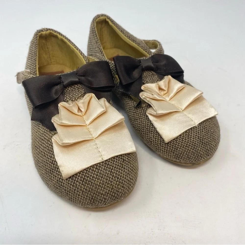 Joyfolie Harlow Mary Jane Shoes Brown Tweed Cream Ruffle